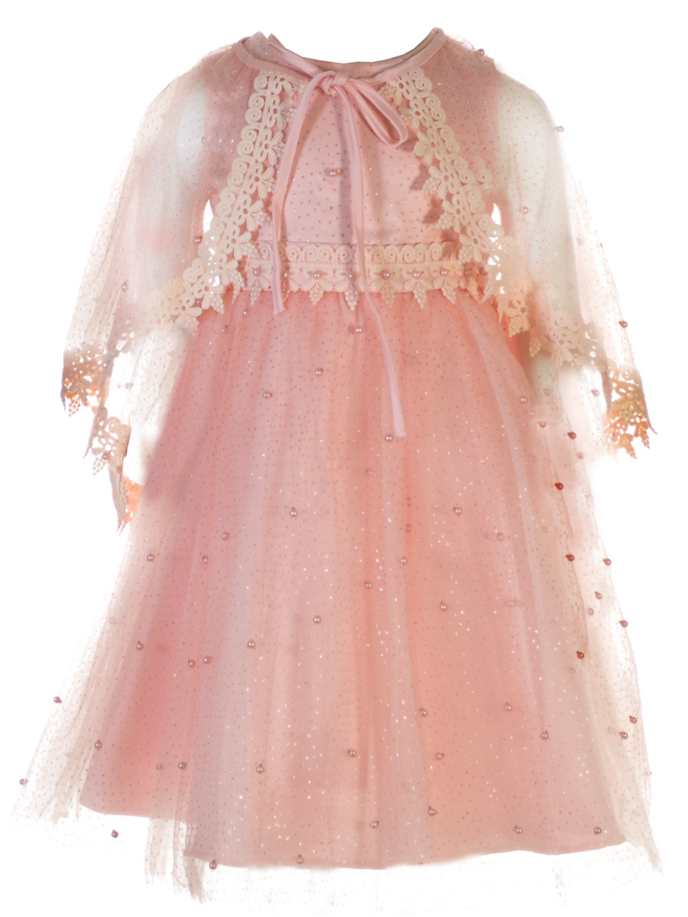 Rosa Schmetterling Mädchen 2-teiliges Perlen Kleid Cape Set Outfit - Bild 6 von 15