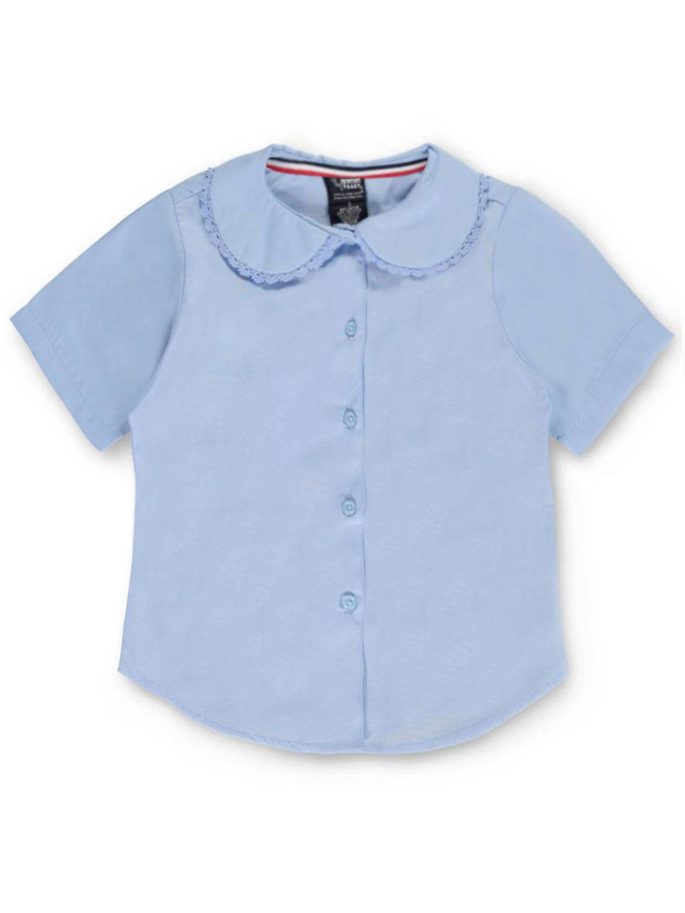 French Toast Big Girls' S/S Peter Pan Lace Trim Blouse (Sizes 7 - 20) - Picture 2 of 3