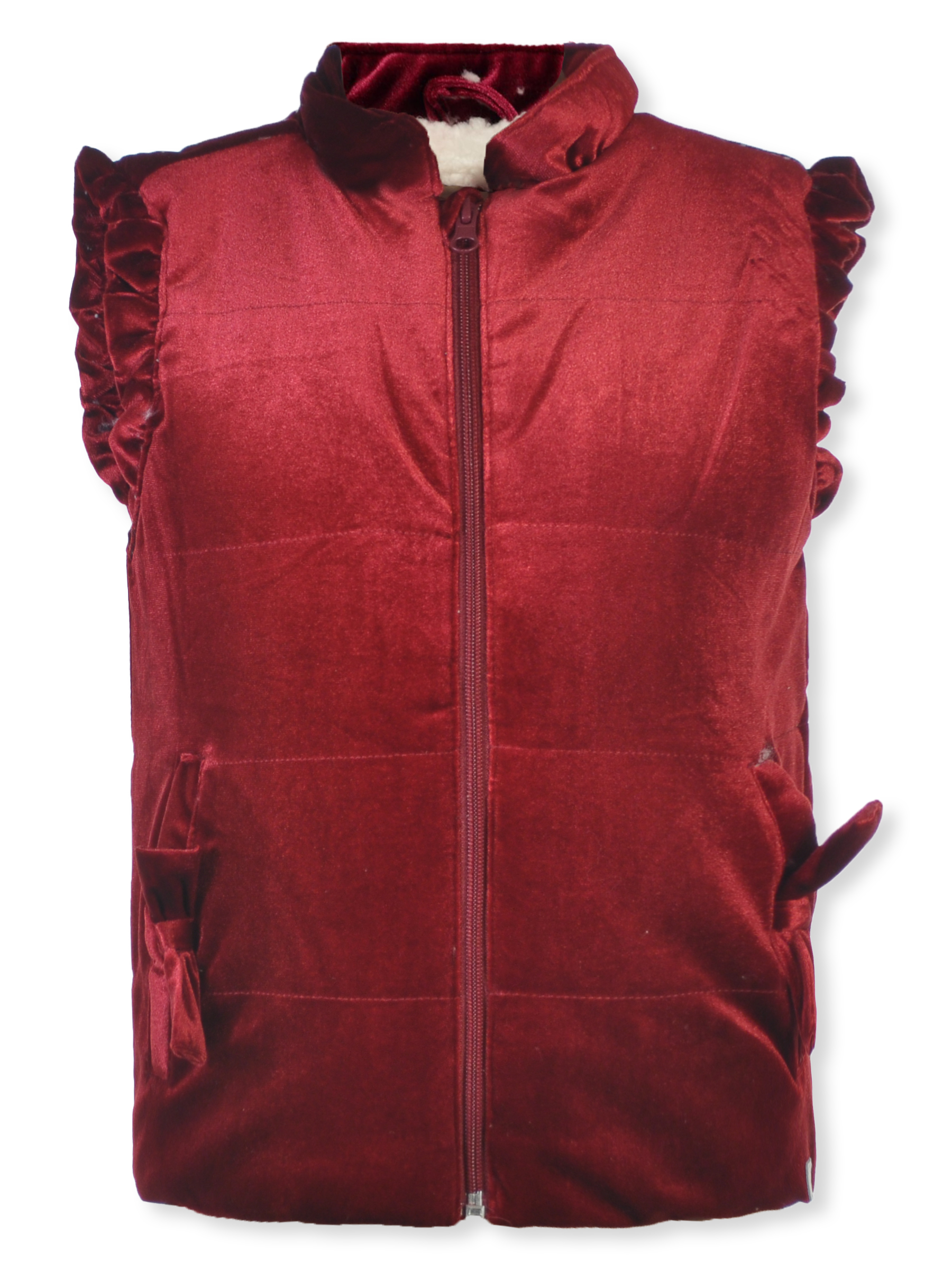 For All Mankind Girls' Velour Vest Color: burgundy Size: 14 - Picture 3 of 8