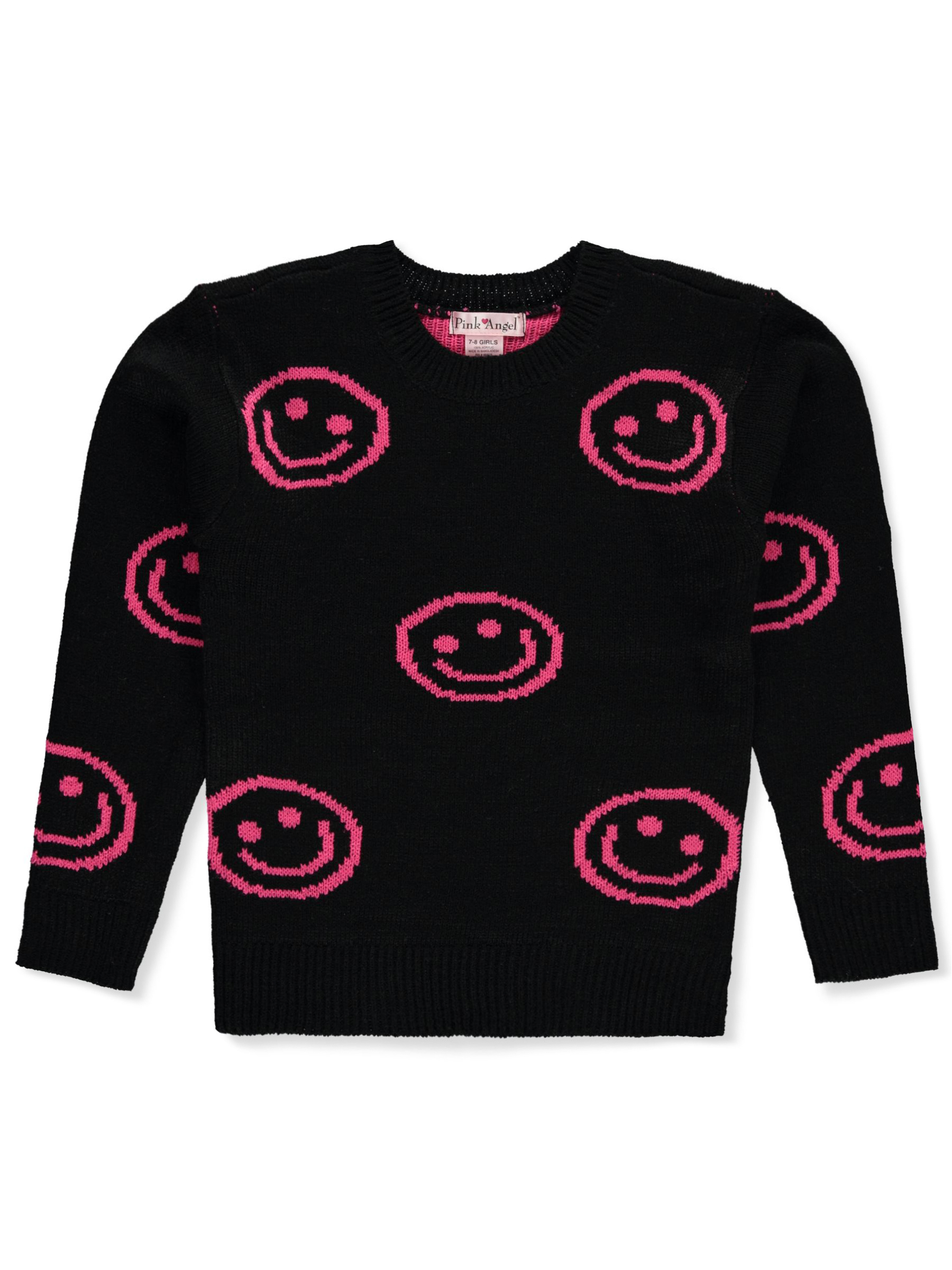 Pink Angel Girls' Allover Smile Sweater Color: black/hot pink Size: 2t - Picture 9 of 13
