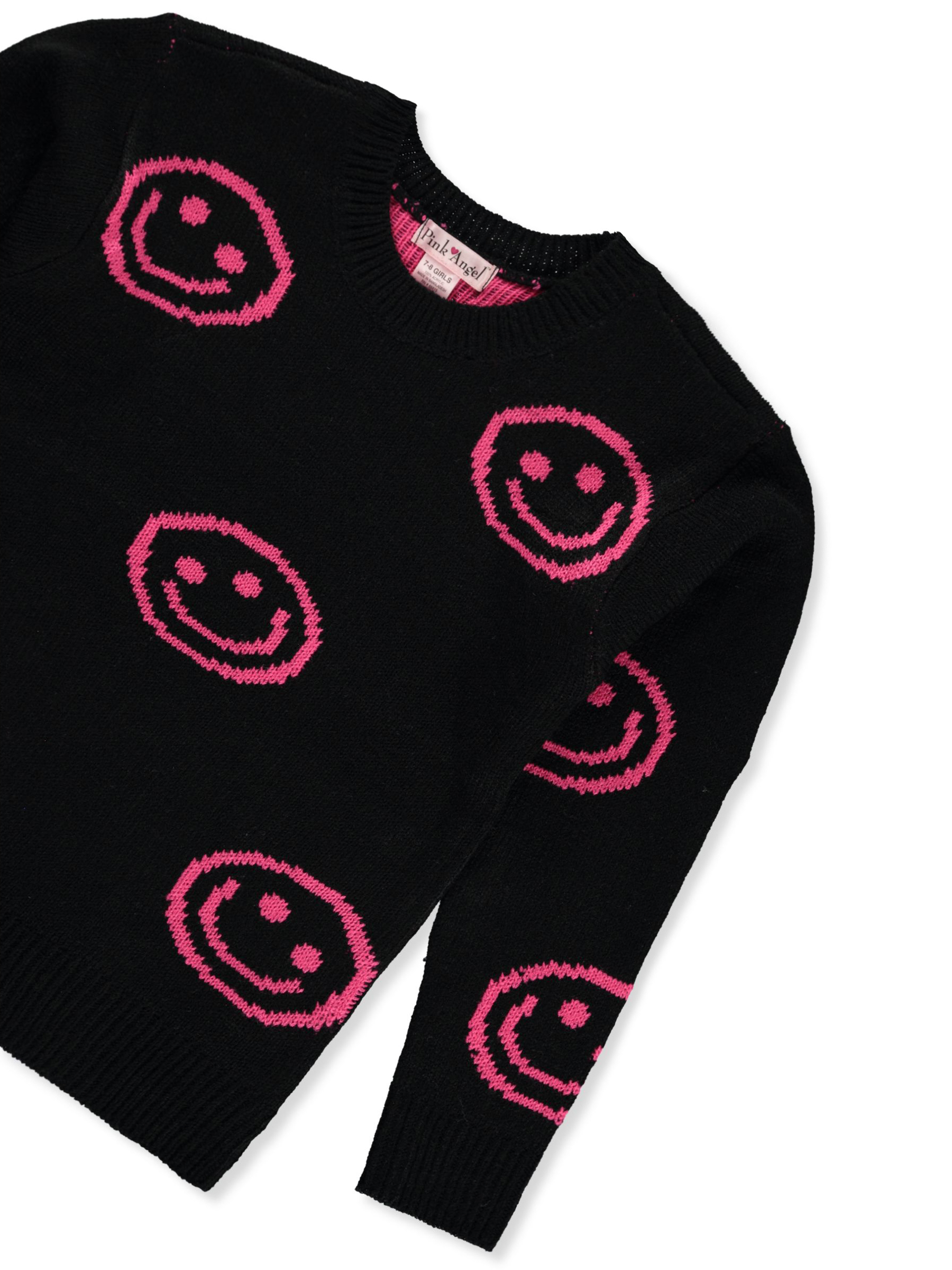 Pink Angel Girls' Allover Smile Sweater Color: black/hot pink Size: 2t - Picture 11 of 13