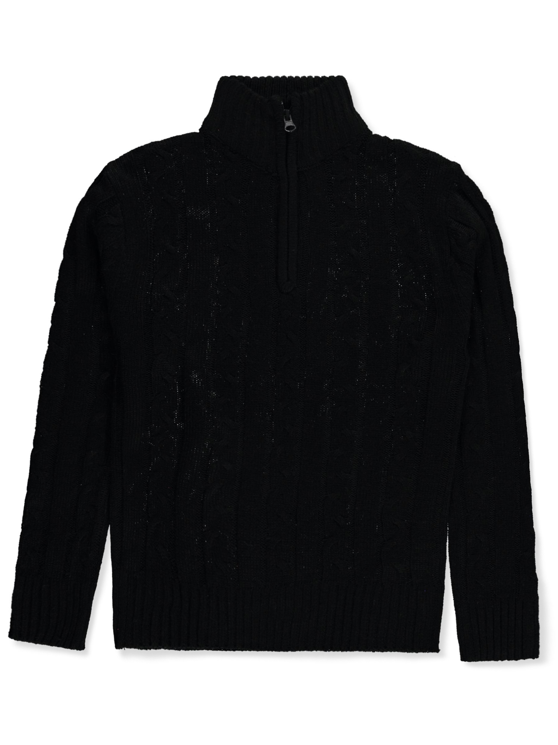 Sezzit Boys' Cable Knit Quarter Zip Sweater Color: black Size: 4 - Picture 11 of 13