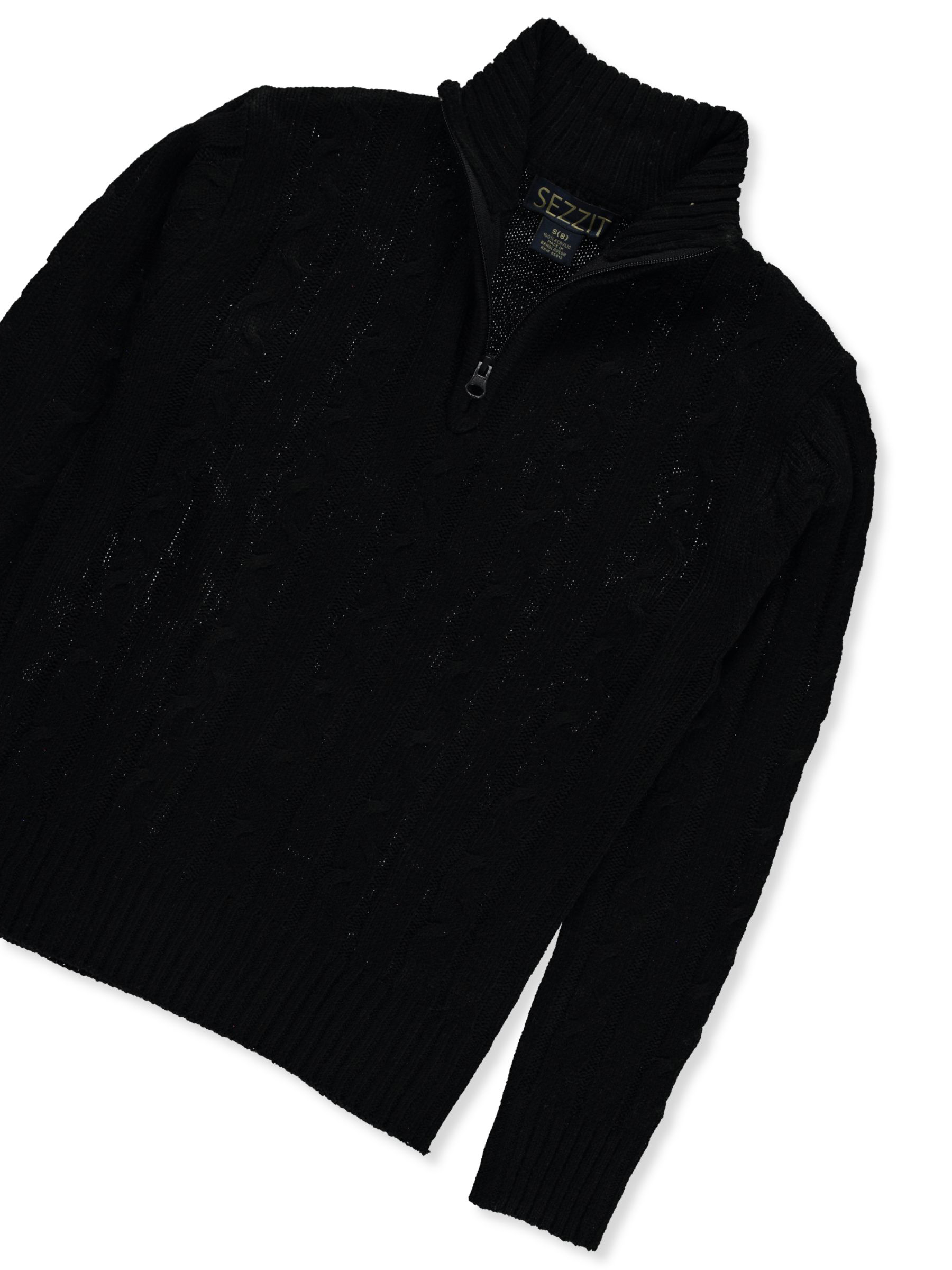 Sezzit Boys' Cable Knit Quarter Zip Sweater Color: black Size: 4 - Picture 13 of 13