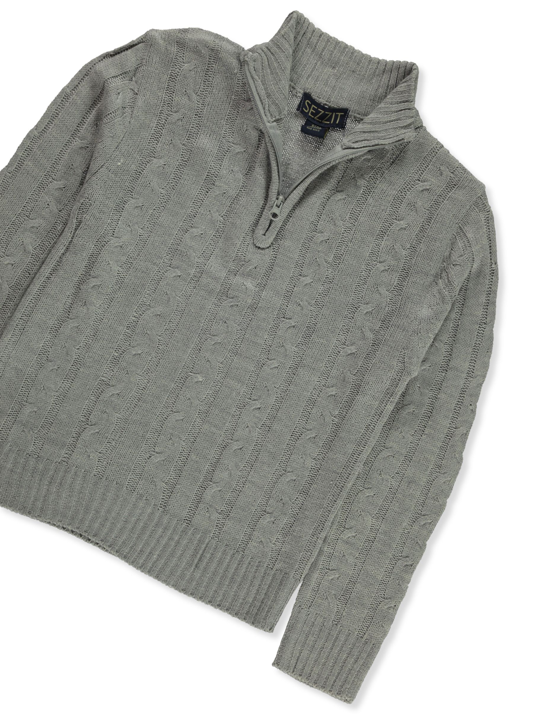 Sezzit Boys' Cable Knit Quarter Zip Sweater Color: black Size: 4 - Picture 10 of 13