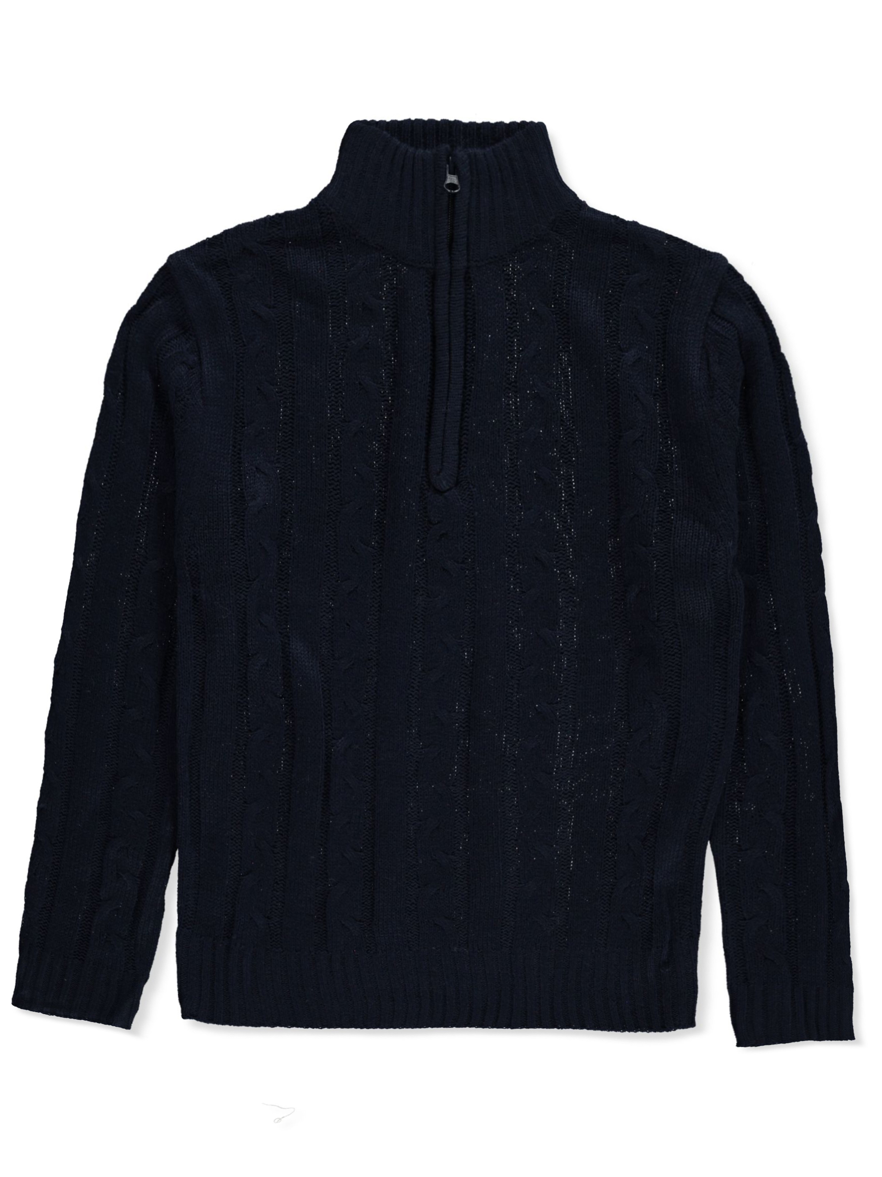 Sezzit Boys' Cable Knit Quarter Zip Sweater Color: black Size: 4 - Picture 5 of 13
