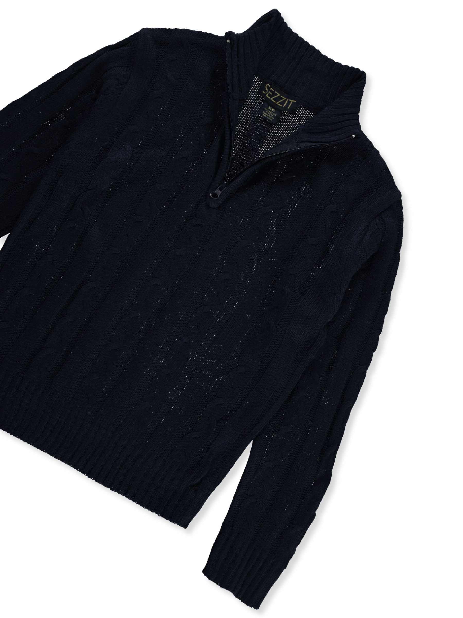 Sezzit Boys' Cable Knit Quarter Zip Sweater Color: black Size: 4 - Picture 7 of 13
