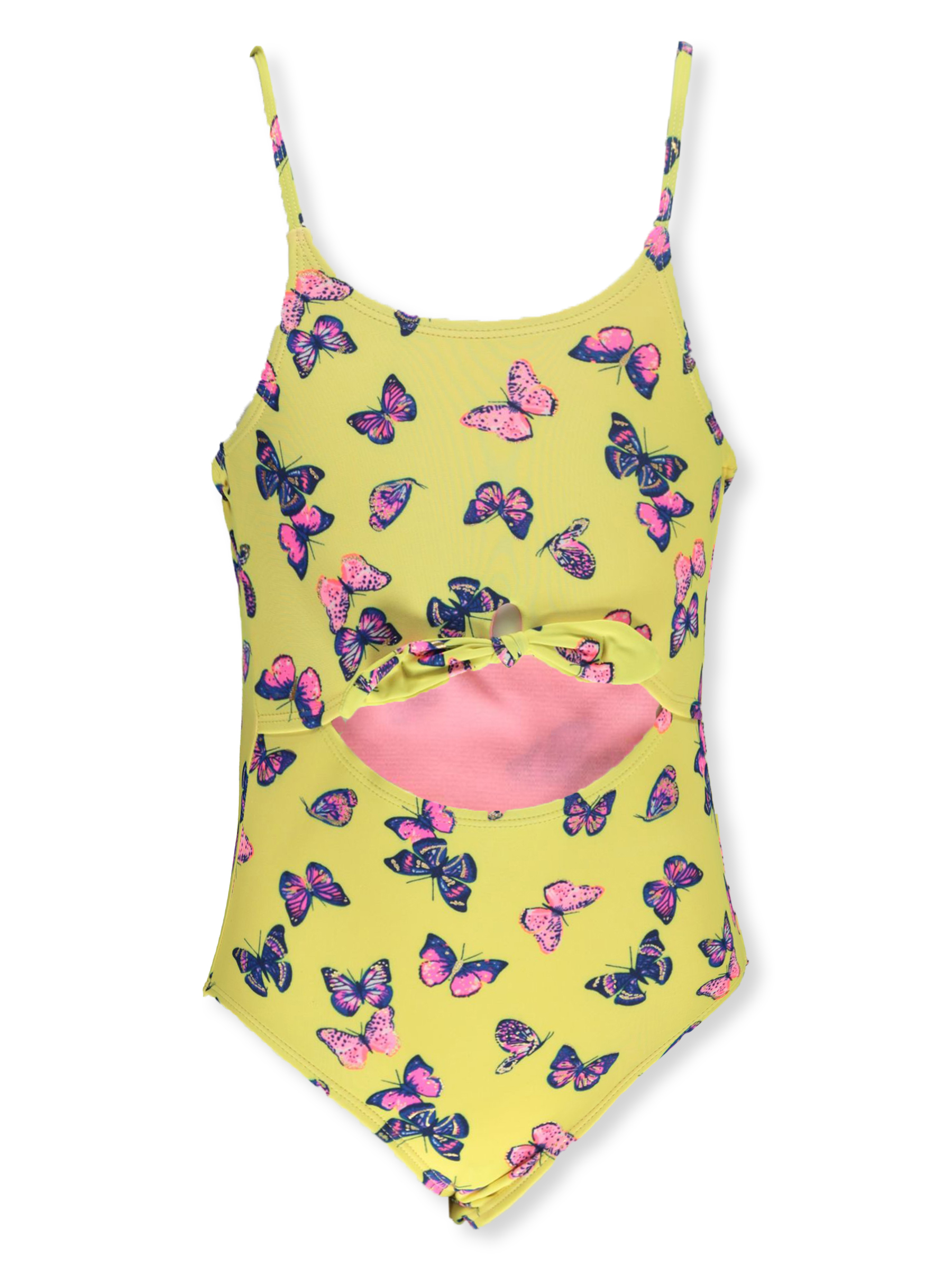 Kensie Girl Girls' 2-Piece Swimsuit Skirt Set Color: neon coral Size: 4 - Picture 8 of 9
