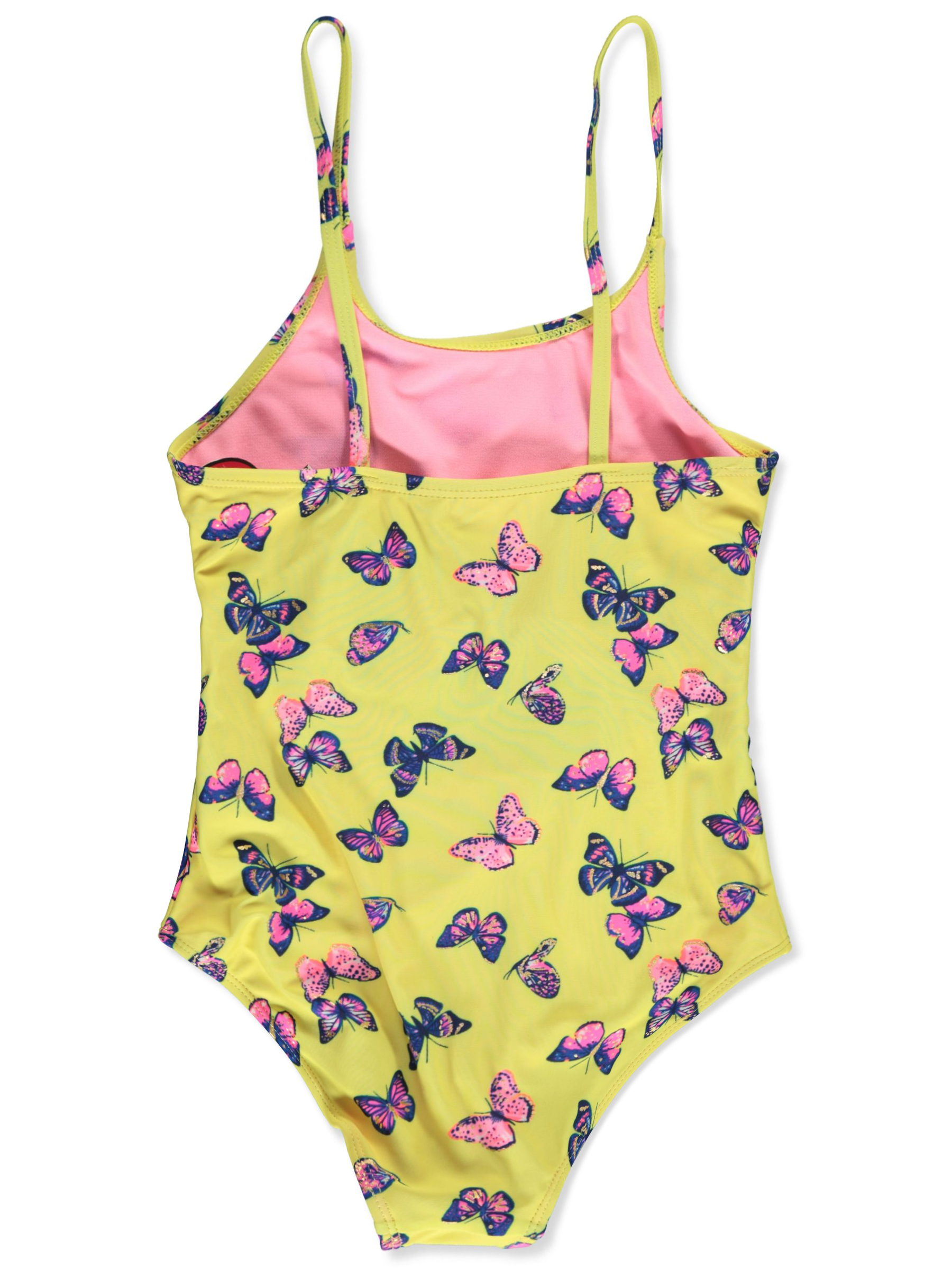 Kensie Girl Girls' 2-Piece Swimsuit Skirt Set Color: neon coral Size: 4 - Picture 9 of 9