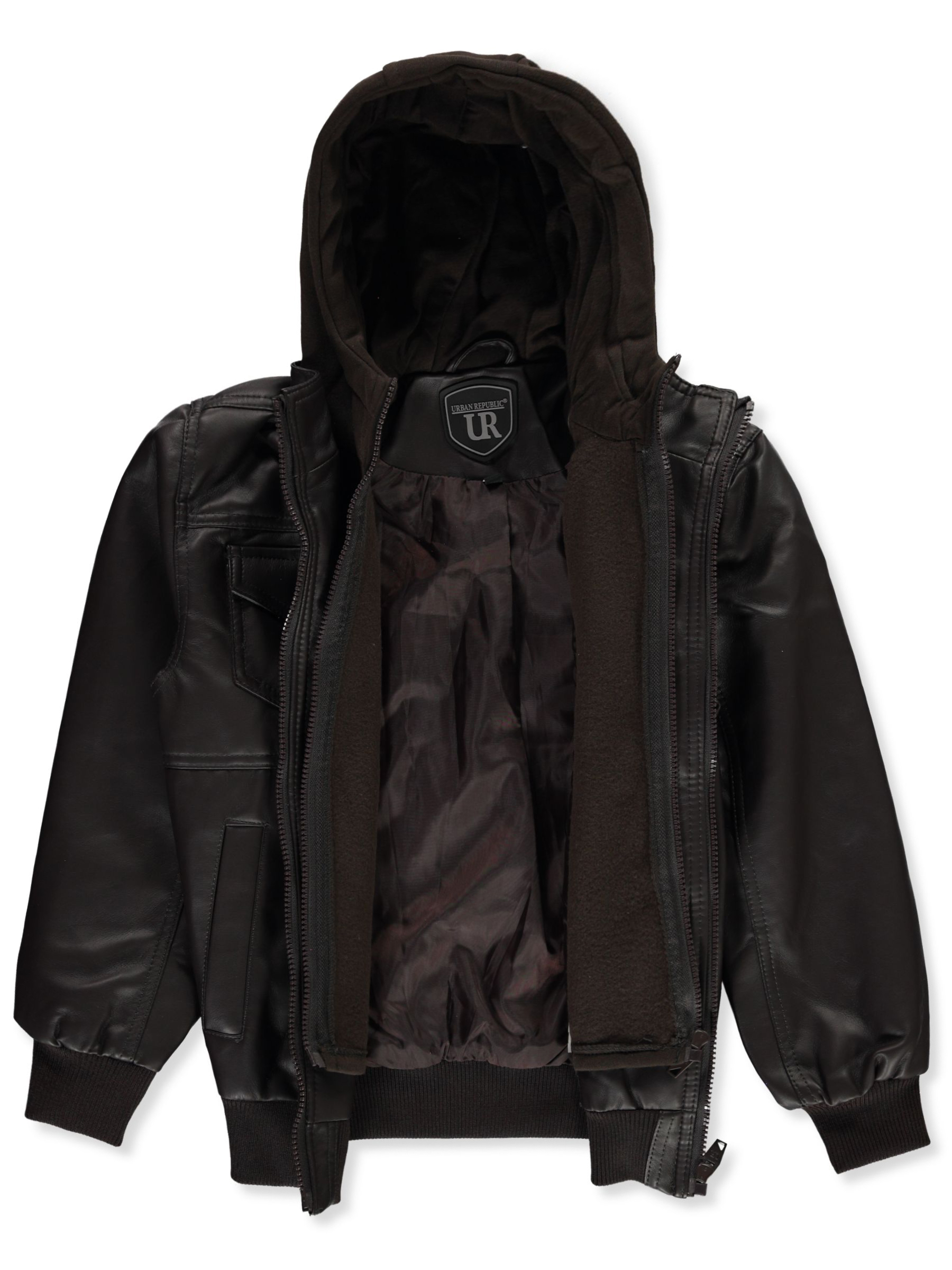 Urban Republic Boys' Faux-Leather Hooded Jacket - Picture 11 of 16
