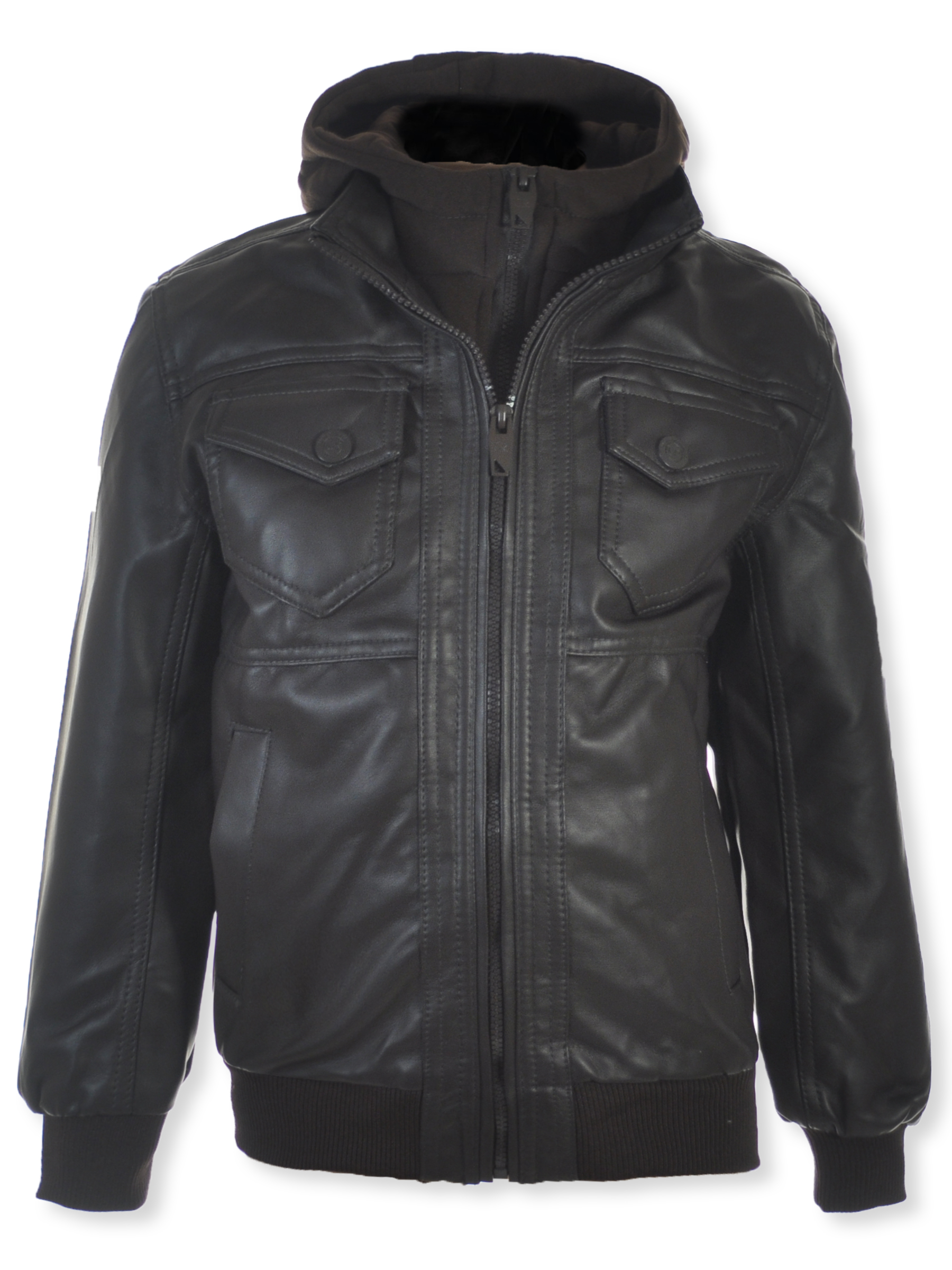 Urban Republic Boys' Faux-Leather Hooded Jacket - Picture 7 of 16