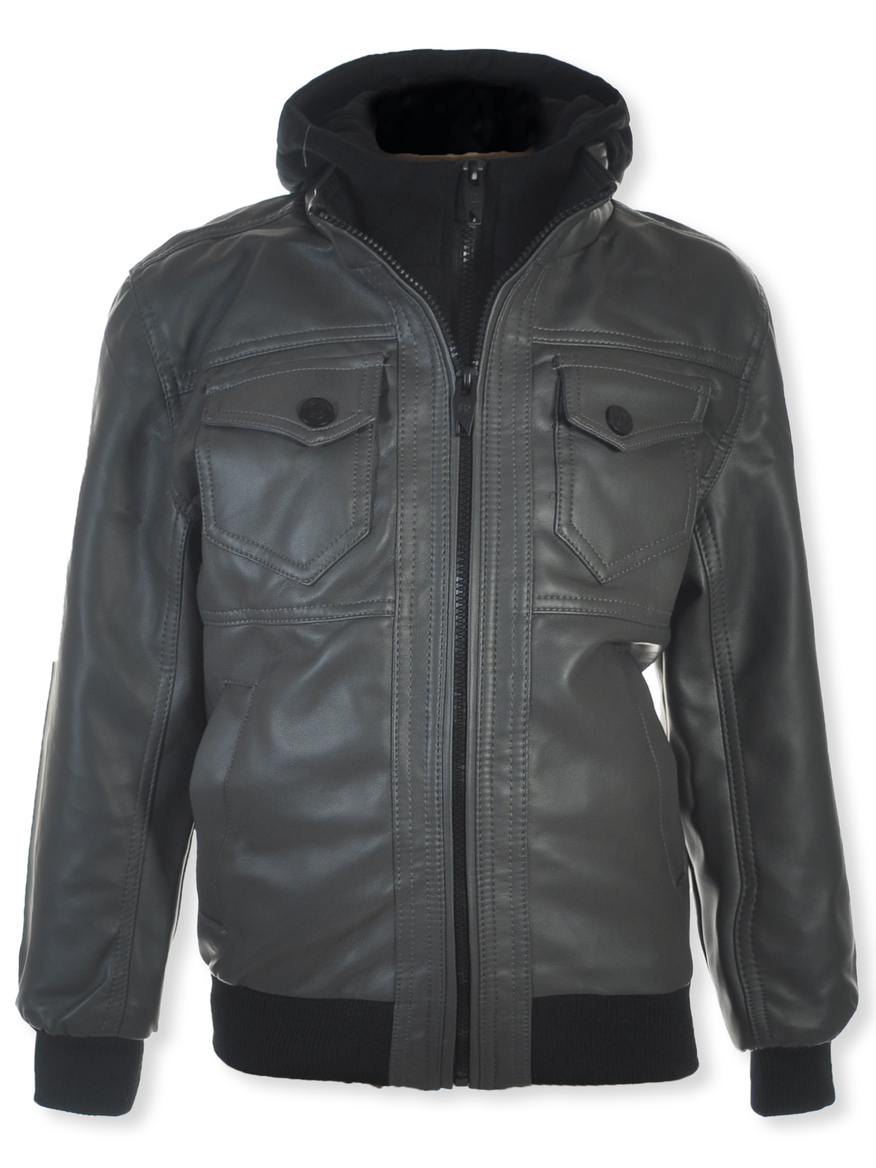 Urban Republic Boys' Faux-Leather Hooded Jacket - Picture 12 of 16