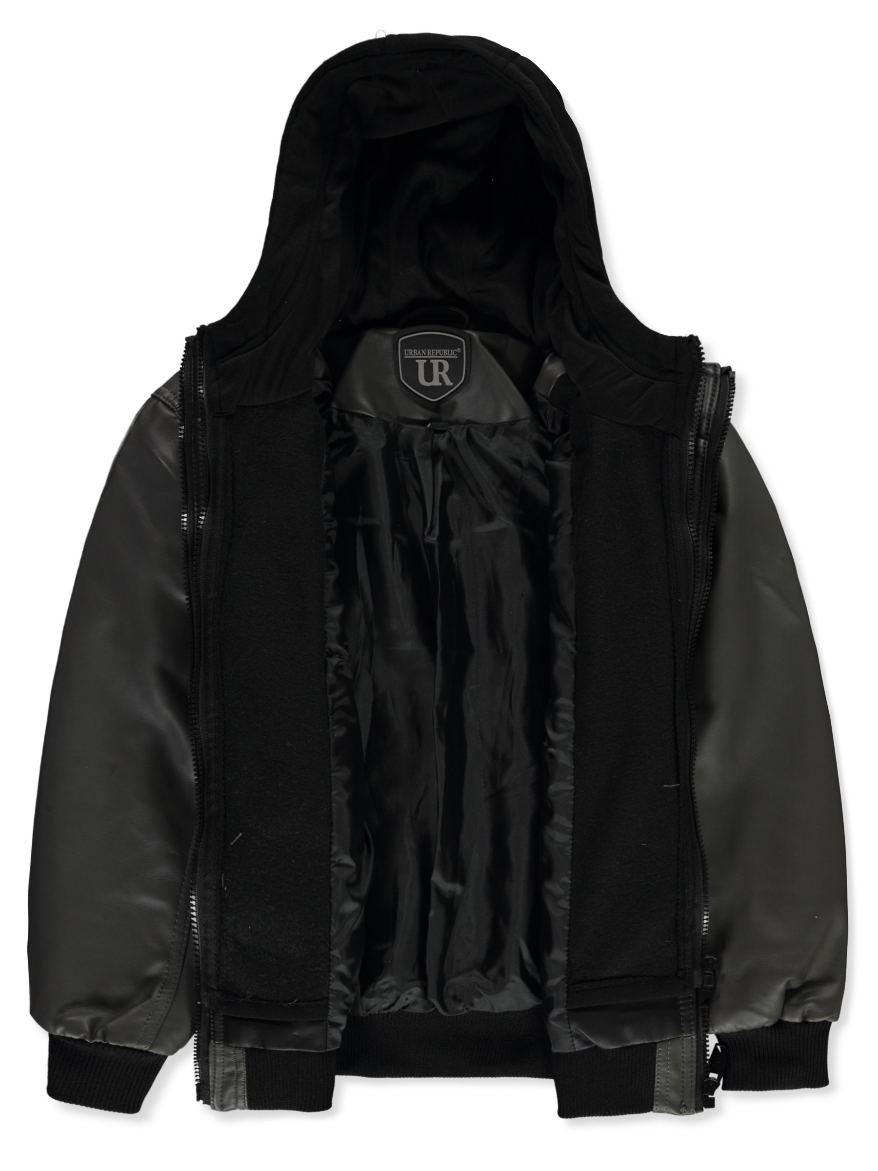 Urban Republic Boys' Faux-Leather Hooded Jacket - Picture 16 of 16