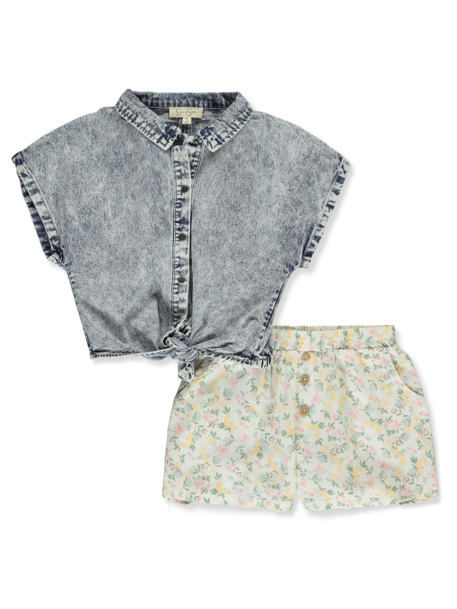 Jessica Simpson Girls' 2-Piece Floral Shorts Set Outfit - Picture 4 of 11